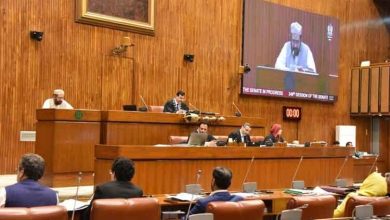 پیپلز پارٹی کے سینیٹرز نے کینال منصوبے کے خلاف احتجاج کرتے ہوئے اجلاس سے واک آؤٹ کیا