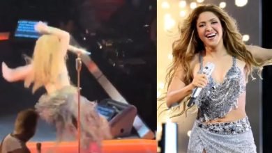 کولمبیا کی عالمی شہرت یافتہ گلوکارہ شکیرا کنسرٹ کے دوران اسٹیج پر گر گئیں، مگر فوراً سنبھل کر پرفارمنس جاری رکھی