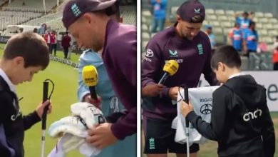 جو روٹ کا جذبۂ انسانیت: نابینا بچے روی سے ملاقات، دستخط شدہ تحائف پیش کر کے دل جیت لیے